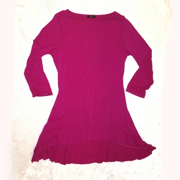 Cupio Magenta High Low Ruffle Hem Dress - Picture 6 of 7